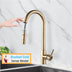 Rozin-grifo de cocina táctil inteligente, grifos con Sensor extraíble negro, grúa de rotación de 360 grados, grifos mezcladores de agua de 2 salidas