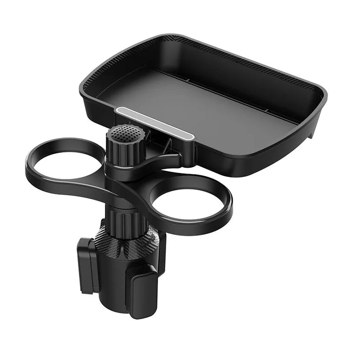 Expansor de portavasos doble ajustable para asiento de coche, soporte de taza multifuncional giratorio de 360 °, bandeja para aperitivos, soporte para bebidas